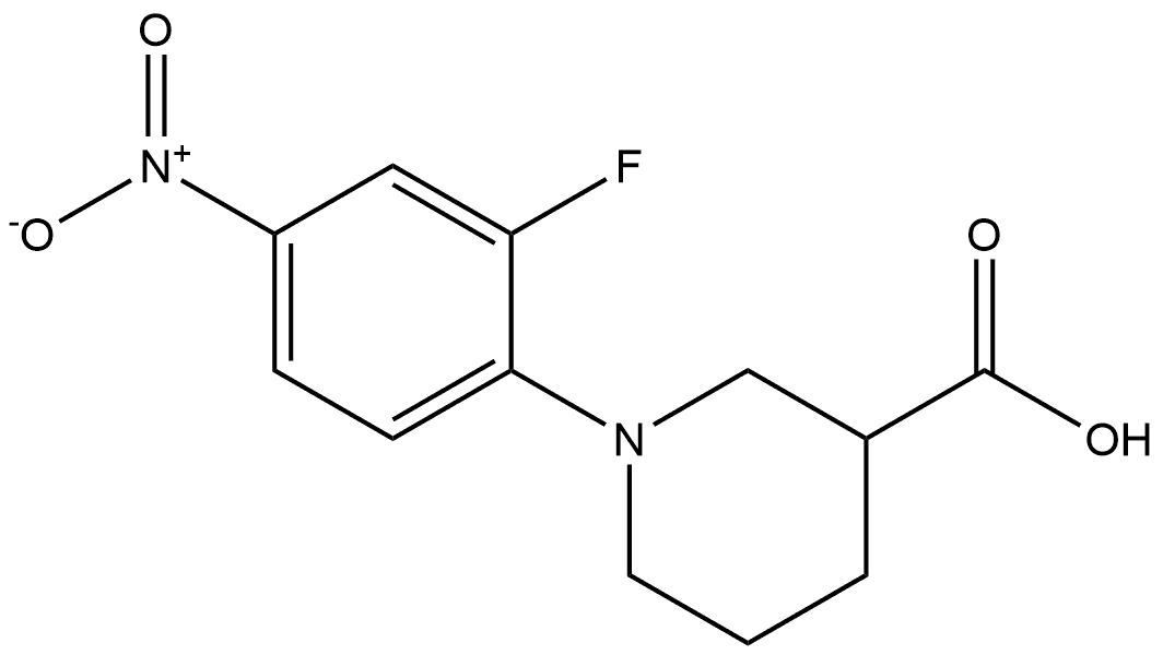 1-(2-fluoro-4-nitrophenyl)piperidine-3-carboxylic acid 化学構造式