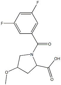 1-(3,5-difluorobenzoyl)-4-methoxypyrrolidine-2-carboxylic acid 化学構造式