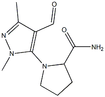 1-(4-formyl-1,3-dimethyl-1H-pyrazol-5-yl)pyrrolidine-2-carboxamide,,结构式