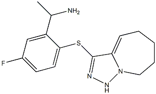 1-(5-fluoro-2-{5H,6H,7H,8H,9H-[1,2,4]triazolo[3,4-a]azepin-3-ylsulfanyl}phenyl)ethan-1-amine Struktur