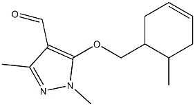 1,3-dimethyl-5-[(6-methylcyclohex-3-en-1-yl)methoxy]-1H-pyrazole-4-carbaldehyde,,结构式