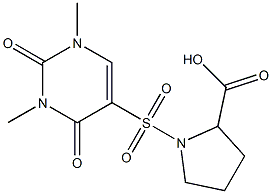 1-[(1,3-dimethyl-2,4-dioxo-1,2,3,4-tetrahydropyrimidine-5-)sulfonyl]pyrrolidine-2-carboxylic acid 化学構造式