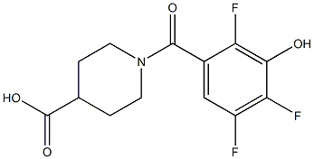 1-[(2,4,5-trifluoro-3-hydroxyphenyl)carbonyl]piperidine-4-carboxylic acid,,结构式