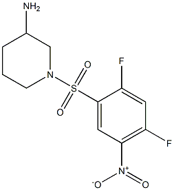 1-[(2,4-difluoro-5-nitrobenzene)sulfonyl]piperidin-3-amine,,结构式