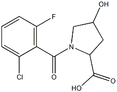 1-[(2-chloro-6-fluorophenyl)carbonyl]-4-hydroxypyrrolidine-2-carboxylic acid,,结构式