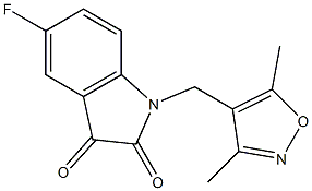 1-[(3,5-dimethyl-1,2-oxazol-4-yl)methyl]-5-fluoro-2,3-dihydro-1H-indole-2,3-dione,,结构式