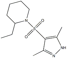 1-[(3,5-dimethyl-1H-pyrazol-4-yl)sulfonyl]-2-ethylpiperidine,,结构式