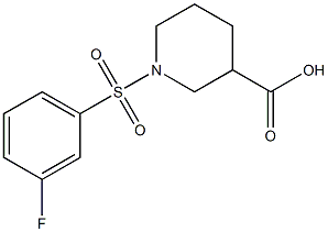 1-[(3-fluorophenyl)sulfonyl]piperidine-3-carboxylic acid,,结构式