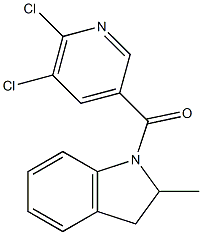 1-[(5,6-dichloropyridin-3-yl)carbonyl]-2-methyl-2,3-dihydro-1H-indole 化学構造式