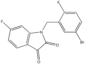 1-[(5-bromo-2-fluorophenyl)methyl]-6-fluoro-2,3-dihydro-1H-indole-2,3-dione Struktur