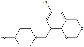 1-[(6-amino-2,4-dihydro-1,3-benzodioxin-8-yl)methyl]piperidin-4-ol 结构式