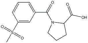 1-[3-(methylsulfonyl)benzoyl]pyrrolidine-2-carboxylic acid 化学構造式
