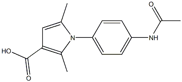 1-[4-(acetylamino)phenyl]-2,5-dimethyl-1H-pyrrole-3-carboxylic acid,,结构式