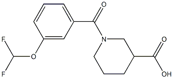 1-{[3-(difluoromethoxy)phenyl]carbonyl}piperidine-3-carboxylic acid,,结构式