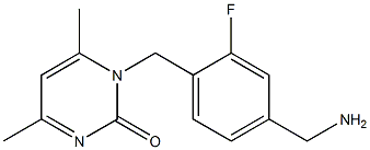 1-{[4-(aminomethyl)-2-fluorophenyl]methyl}-4,6-dimethyl-1,2-dihydropyrimidin-2-one 结构式