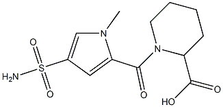 1-{[4-(aminosulfonyl)-1-methyl-1H-pyrrol-2-yl]carbonyl}piperidine-2-carboxylic acid 化学構造式