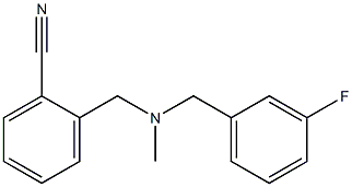 2-({[(3-fluorophenyl)methyl](methyl)amino}methyl)benzonitrile Struktur