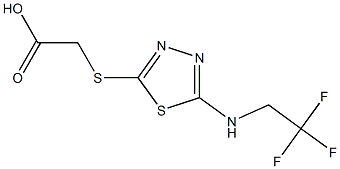 2-({5-[(2,2,2-trifluoroethyl)amino]-1,3,4-thiadiazol-2-yl}sulfanyl)acetic acid 结构式