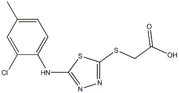 2-({5-[(2-chloro-4-methylphenyl)amino]-1,3,4-thiadiazol-2-yl}sulfanyl)acetic acid 化学構造式