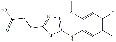 2-({5-[(4-chloro-2-methoxy-5-methylphenyl)amino]-1,3,4-thiadiazol-2-yl}sulfanyl)acetic acid,,结构式