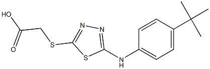 2-({5-[(4-tert-butylphenyl)amino]-1,3,4-thiadiazol-2-yl}sulfanyl)acetic acid 化学構造式