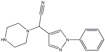 2-(1-phenyl-1H-pyrazol-4-yl)-2-(piperazin-1-yl)acetonitrile,,结构式