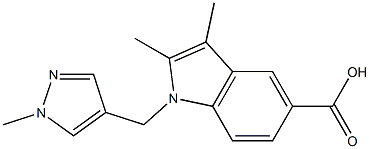 2,3-dimethyl-1-[(1-methyl-1H-pyrazol-4-yl)methyl]-1H-indole-5-carboxylic acid,,结构式