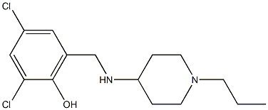 2,4-dichloro-6-{[(1-propylpiperidin-4-yl)amino]methyl}phenol Struktur
