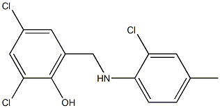 2,4-dichloro-6-{[(2-chloro-4-methylphenyl)amino]methyl}phenol,,结构式