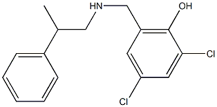 2,4-dichloro-6-{[(2-phenylpropyl)amino]methyl}phenol Struktur