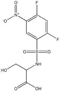 2-[(2,4-difluoro-5-nitrobenzene)sulfonamido]-3-hydroxypropanoic acid Struktur