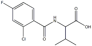 2-[(2-chloro-4-fluorobenzoyl)amino]-3-methylbutanoic acid 化学構造式