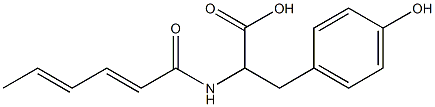2-[(2E,4E)-hexa-2,4-dienoylamino]-3-(4-hydroxyphenyl)propanoic acid 结构式
