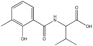 2-[(2-hydroxy-3-methylbenzoyl)amino]-3-methylbutanoic acid 化学構造式