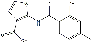 2-[(2-hydroxy-4-methylbenzene)amido]thiophene-3-carboxylic acid Struktur