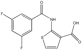 2-[(3,5-difluorobenzene)amido]thiophene-3-carboxylic acid 化学構造式