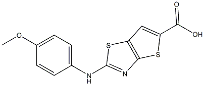 2-[(4-methoxyphenyl)amino]thieno[2,3-d][1,3]thiazole-5-carboxylic acid,,结构式