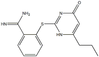 2-[(4-oxo-6-propyl-1,4-dihydropyrimidin-2-yl)sulfanyl]benzene-1-carboximidamide Struktur