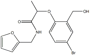 2-[4-bromo-2-(hydroxymethyl)phenoxy]-N-(furan-2-ylmethyl)propanamide 化学構造式