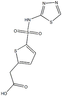 2-[5-(1,3,4-thiadiazol-2-ylsulfamoyl)thiophen-2-yl]acetic acid 化学構造式