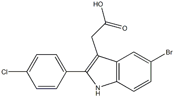 2-[5-bromo-2-(4-chlorophenyl)-1H-indol-3-yl]acetic acid,,结构式