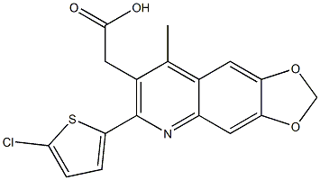 2-[6-(5-chlorothiophen-2-yl)-8-methyl-2H-[1,3]dioxolo[4,5-g]quinolin-7-yl]acetic acid 结构式