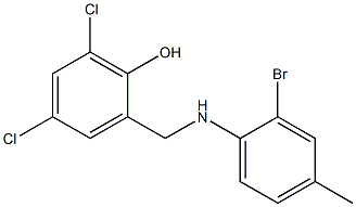 2-{[(2-bromo-4-methylphenyl)amino]methyl}-4,6-dichlorophenol 化学構造式