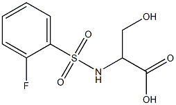 2-{[(2-fluorophenyl)sulfonyl]amino}-3-hydroxypropanoic acid Struktur