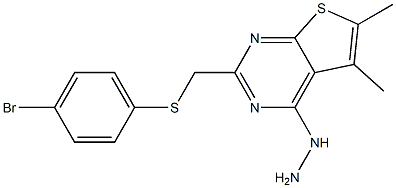 2-{[(4-bromophenyl)thio]methyl}-4-hydrazino-5,6-dimethylthieno[2,3-d]pyrimidine Structure