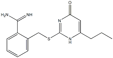 2-{[(4-oxo-6-propyl-1,4-dihydropyrimidin-2-yl)sulfanyl]methyl}benzene-1-carboximidamide|