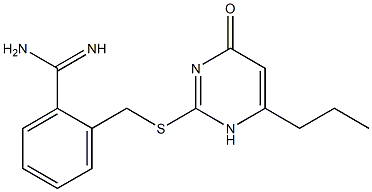 2-{[(4-oxo-6-propyl-1,4-dihydropyrimidin-2-yl)sulfanyl]methyl}benzene-1-carboximidamide Structure