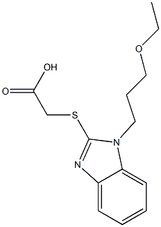 2-{[1-(3-ethoxypropyl)-1H-1,3-benzodiazol-2-yl]sulfanyl}acetic acid 化学構造式