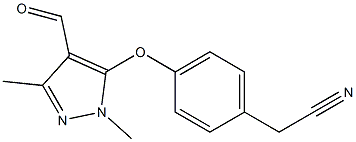 2-{4-[(4-formyl-1,3-dimethyl-1H-pyrazol-5-yl)oxy]phenyl}acetonitrile 化学構造式
