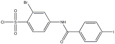 2-bromo-4-[(4-iodobenzene)amido]benzene-1-sulfonyl chloride 化学構造式